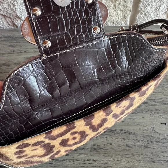 Vintage Valentino Leopard Print Pony Hair Shoulder Bag - Picture 6 of 14
